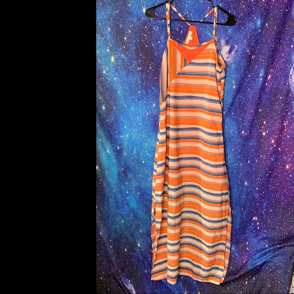 Ina- Orange & Blue Striped Maxi Dress size Medium